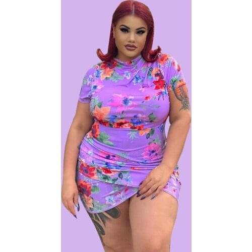 Large Size Dress Printed Pleated Skinny Sexy Plus Size Womens Dress Fashion Elegant Clothes Sexy Casual Female Outfits