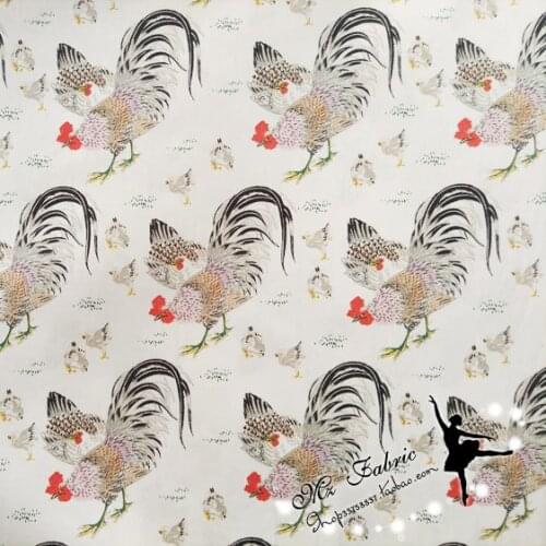 Half Meter Rooster Chick Cotton Poplin Fabric Clothing For Baby Sewing Quilting Fat Quarters Child DIY Patchwork Fabric Handmade