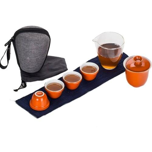 Portable Mini Simple one pot four cups contracted travel tea cup set kung fu tea accesary