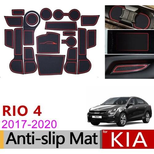 For Kia Rio 4 X-Line RIO 2017 2018 2019 Anti-Slip Rubber Cup Cushion Door Groove Mat 18pcs Accessories Car Styling Stickers