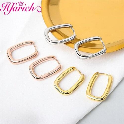 Prevent Allergy Gold Silver Color Round Hoop Earrings for Women Female Trendy Jewelry Vintage Simple U Shaped Accessories Gifts