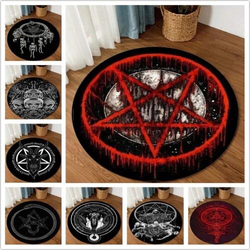 Sigil Of Baphomet Round Carpet, Housewarming gift, Personalized Rug, Satan round carpet, Satanic home decor, Satanic carpet