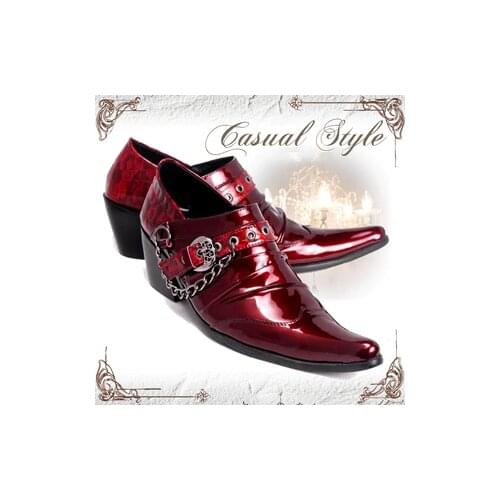 Pointed Toe High Heel Men Italian Shoes for Wedding Dress Metal New Runway Large Size 47 Brand Brogues Monk Strap Party Shoes