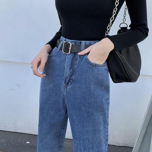 Streetwear 2021 Plus Size Korean Vintage Autumn High Waist Jeans Women Denim Trousers Denim Pants Pencil Spring Stretch Elastic