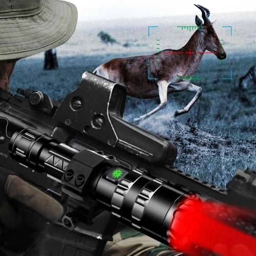 Hunting L2 Lantern USB Rechargeable Tactical Power Flashlight Red/Green/White LED Scout Ultra Bright Waterproof Torch by 1x18650