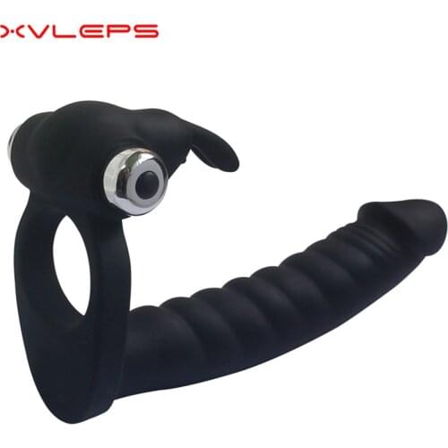 Xvleps Double Penetration Vibrator Sex Penis Strapon Dildo Vibrator Strap On Penis Anal Plug for Man, Adult Sex Toys for Couple