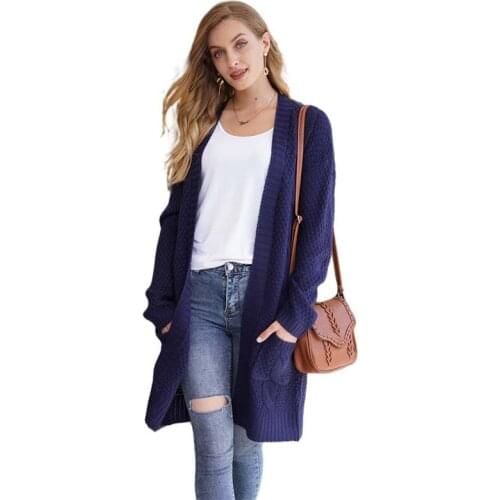 Women Knitted Cardigan Sweater Autumn Elegant Long Sleeve Loose Coat Chic Female Solid Fashion Casual Tops Streetwear Outerwear