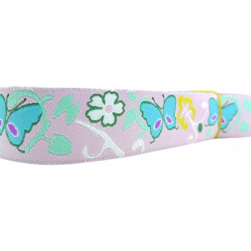 10 Meters 7/8'' 22mm Wide Butteryfly and Spring Flowers Jacquard Ribbon