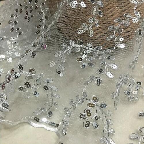 135*100cm sequined flower Wedding bridal Dress Applique DIY Headdress veil Embroidered Lace Fabric Patch curtain free ship