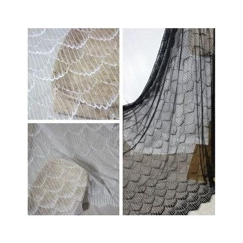 150CM Wide Wavy Pattern Eyelash Lace Fabric Dress Bottoming Shirt Wedding Dress veil Accessories 3M/Pack