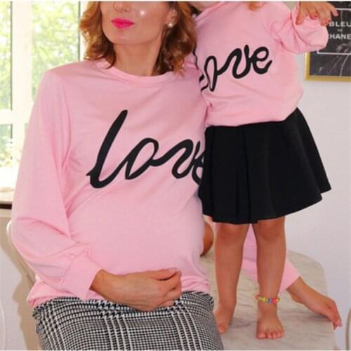 2021 Matching Family Outfits Mother and Daughter Clothes Mommy and Me Clothes Mother Daughter Love Tops Warm Hoodie