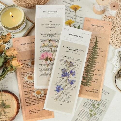 6pcs/bag Vintage Plant Poetry Collection PET sticker package DIY diary Journal decoration sticker album scrapbooking