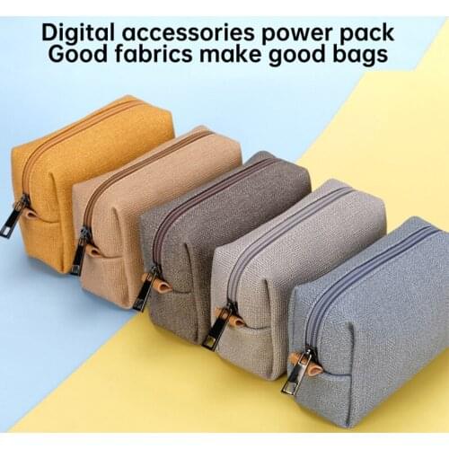 Headset Accessories Linen Case In Ear Earphone Bag Portable Zipper storage bag Charger Data Cable USB Bag