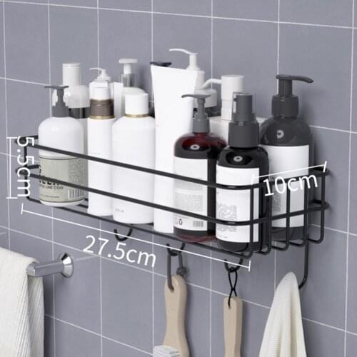 Toilet Accessories Bathroom Shelf Shampoo Holder Storage Shelves Hooked Metal Floating Iron Multi-purpose Shower Hanging Basket