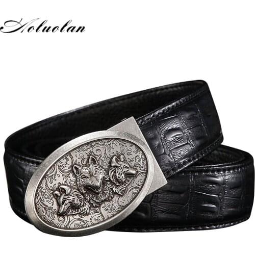 Aoluolan Top Brand Blets Automatic Buckle Genuine Leather Strap Designer Male for Jeans Luxury Belts for Men