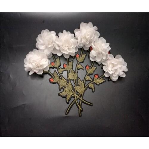 White Flower Embroidered Applique patches for clothing sewing women skirt fabric patch garment Accessories Diy decoration
