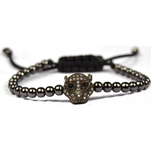 Anil Arjandas Beaded Bracelets Braided Macrame Bracelet Male Leopard head Pulseras Mujer Moda 2018 Men Jewelry Zirconia Pulsera