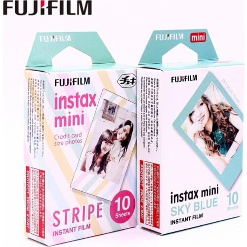 Fuji Fujifilm 20 sheets Instax Mini Sky Blue + Stripe Instant Film photo paper for Instax Mini mini 8 7s 25 50s 90 9 Camera