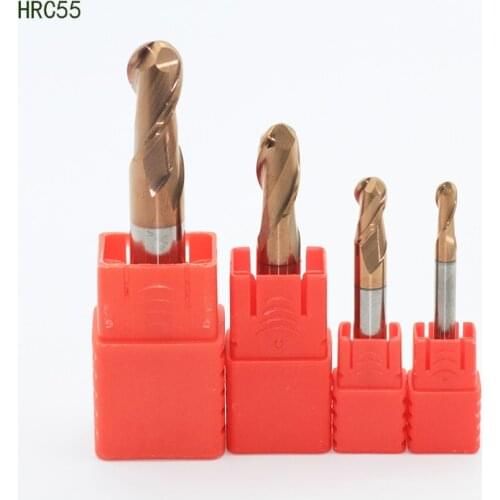 HRC55 Milling Cutter Alloy Coating Tungsten Steel Cnc Maching Ball Nose Endmills Milling Cutter standard length