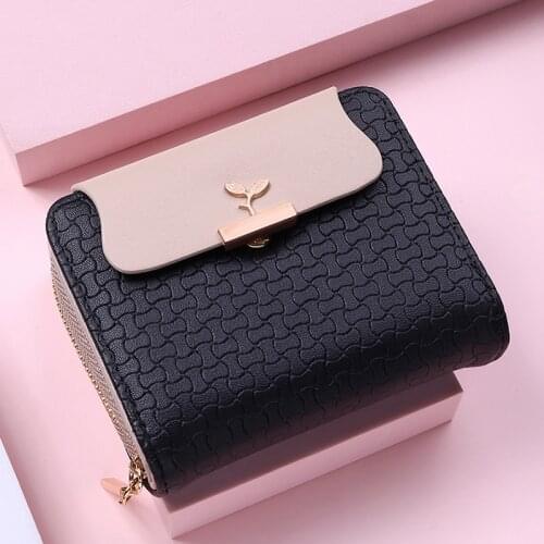 2021 New Fashion Leaf Women Wallet Zipper Large Capacity Clutch Bag Brand Designed Leather Small Coin Purse Female Card Holder
