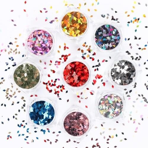 9 Pcs/Set Laser Sparkling Nail Glitter Sequins Rhombus Shape Paillette Stickers Nail Art Decorations Holographic Flakes Slices