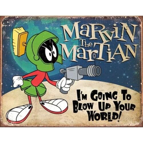 Marvin the Martian Tin Sign Sign Wall Poster Wall Decor Home Office Bar Pub Store Garage Coffee Shop Hotel Man Cave Club