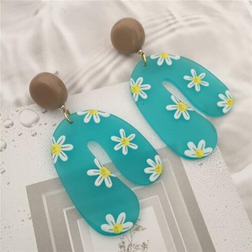 Sweet Fruit Flower Orange Printed U Shape Drop Earrings For Women Girl Elegant Summer Lovely Cute Jewelry Decoration