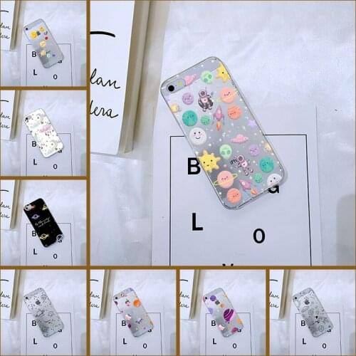 Cute SPace Star Astronaut Girly Moon Soft Back Cover For iPhone 5 S 5C 5S SE Phone Case Silicone For Apple iPhone 4 S 4S