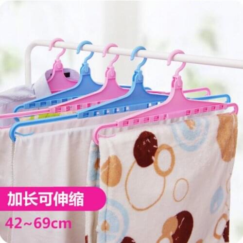 Dual-use Multifunctional Plastic Blanket Hanger Lengthen Retractable Towel Drying Rack Seamless Folding Clothes Hanger