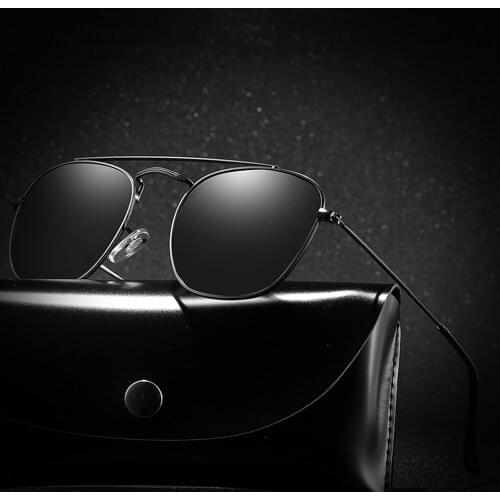 Men Pilot Double Bridge Outdoor Sports Ultralight Round Alloy Oversized Polarized Sunglasses Custom Made Myopia Lens -1 to -6