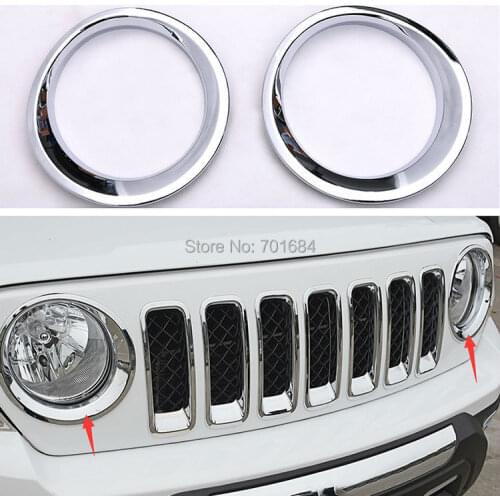 GUANG-E ABS Chrome Front Headlight Lamp Cover Molding Trim For Jeep Patriot 2011 2012 2013 2014 2015 2016 [QP1018]