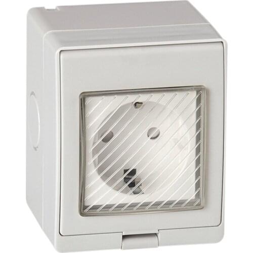 White EU 16A 250V 1Way 2Way Waterproof IP55 Kitchen Outdoor Anti-UV Surface mounted Outlet German Russia Korea Power Wall Socket