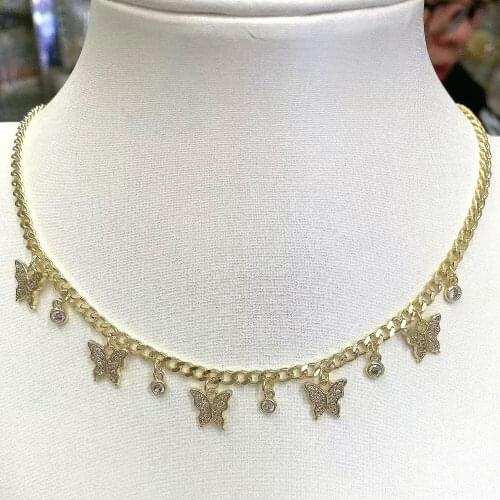 5Pcs Newest Fashion Multilayer Butterfly Cross Pendant Necklace for Women Moon Star Heart Charm Choker Necklaces Boho Jewelry