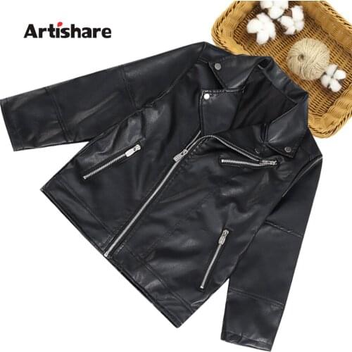 Coat For Girl Solid Color Girl Leather Jacket Coat Casual Style Childrens Coat Spring Autumn Childrens Clothing Girl