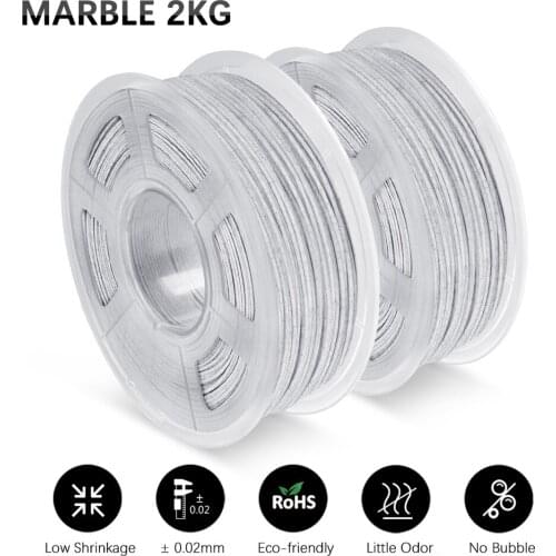 GOHIGH PLA Marble Filament 2 Rolls 1.75mm Marble Effect Rock For 3D Printing Materials