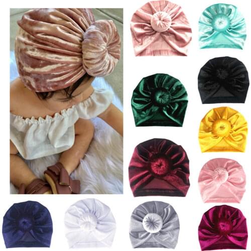 2018 New Toddler Girls Kids Baby Hats Big Bow Solid Hairband Headband Stretch Turban Knot Head Wrap