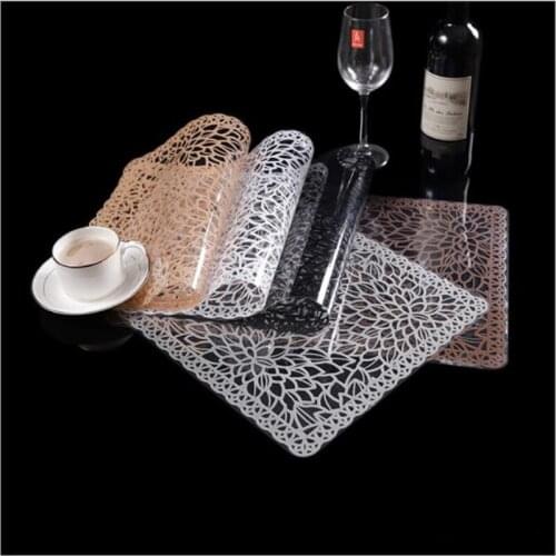 Rectangle PU Placemat Waterproof Dining Table Mats Heat Insulation Pads Non Slip Bowl Coaster Western Restaurant Kitchen Decor