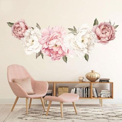 Peony Flower Self-Adhesive Wall Sticker Home Bedroom Living Room Decal Decor