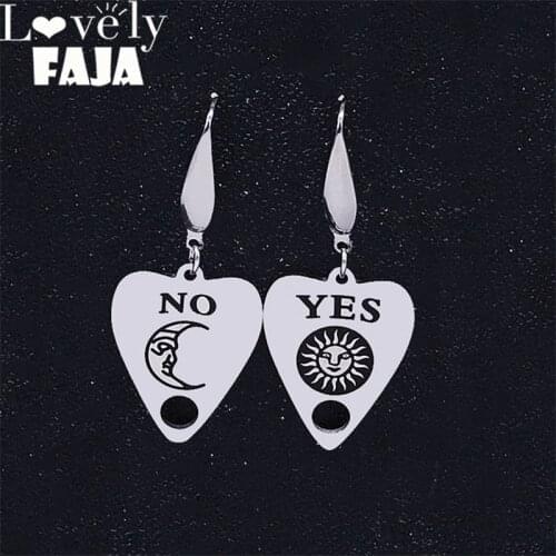 Percentage of Witchcraft Sun an Moon Stainless Steel Drop Earrings for Women Black Silver Color Small Earing Jewelry E1841S03