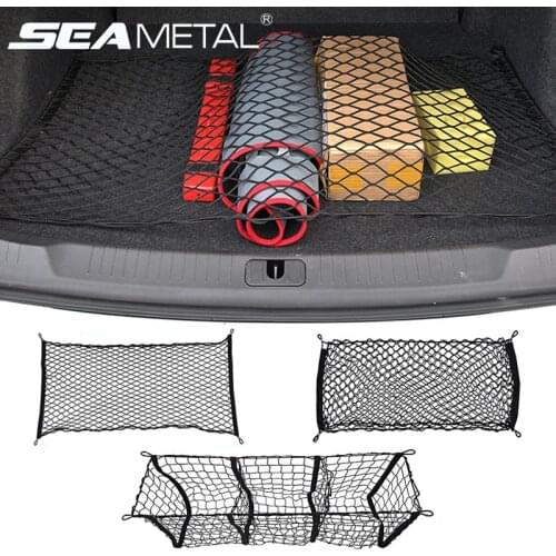 Car Net Rear Trunk Storage Cargo Luggage Nylon Elastic Net Holder Mess Nets Pocket For Car Van Pickup SUV MPV Hatchback Sedan