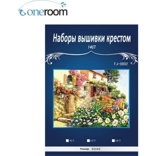 Pretty Spring house flowers handmade Counted Cross Stitch Needlework Set Embroidery Kit Home Decoration 14CT