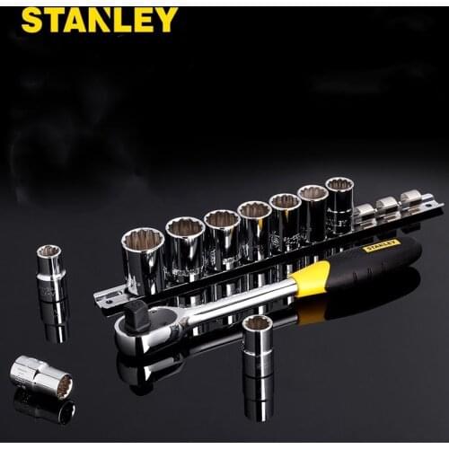 Stanley 11pcs 1/2 square drive 12 point socket set 60 teeth high torque ratchet wrench set mechanics combination tools spanner