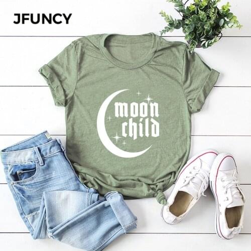 JFUNCY Plus Size Female Tshirt 100%Cotton T Shirts Women Short Sleeve Tees Summer Loose T-Shirt New Print Tops