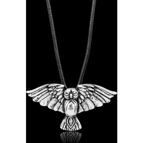 Norse Viking-Owl Pendant Antique Silve Color Bird Animal Necklace Charm Amulet Necklace Jewelry