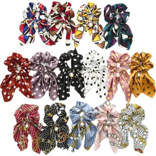Pearl Stripe Personality Tied Hair Rubber Band Bowknot Headdress Bandage Bandage Ponytail Headband Female Hair Accessories