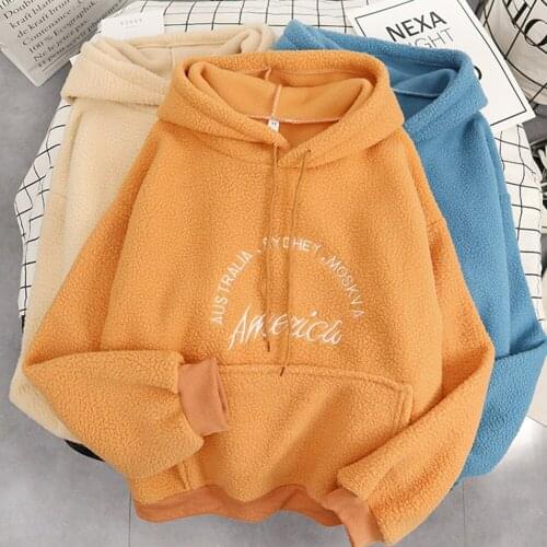 Letter Embroidery Printed Hhoodies Women Aesthetic Sweatshirts Harajuku Loose Long Sleeve Hoodies For Teen Girls Autumn Winter