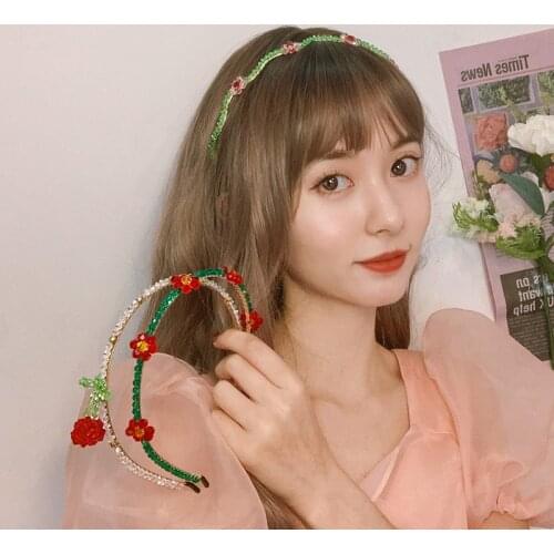 IF YOUAcrylic Sweet Flower Hoops Headband Fashion Hair accessories For Women Thin Side Hairband Metal Bridal Headwear Bands Clip