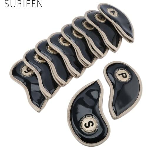 10pcs Golf Iron Headcover Golf Club Head Cover w/ Closure Smooth Surface Golf Putter Protector Case Leather 3 4 5 6 7 8 9 P S A