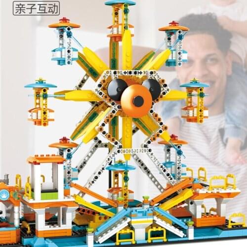 1314pcs Street View Amusement Park Windmill Ferris Wheel Building Block Kids Toys Compatible with Legoing Playmobil Brinquedos