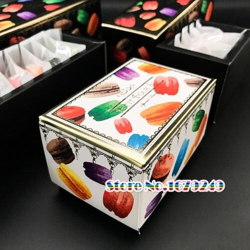 17.2* 5.6 * 6.5 cm Brozing Black Macaroon Packing box 8 macaroon box, chocolate cookie dessert candy biscuits packing boxes 100